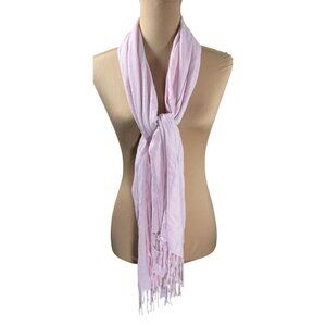 Unbranded Tassel Neck Scarf Bubblegum Pink Rectangle Long Knit 27" X 67"
